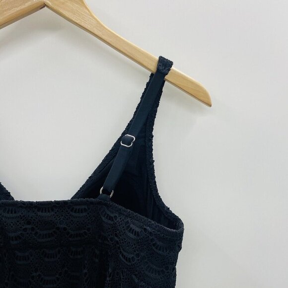 Swim Solutions Womens 14 Crochet Tummy-Control Flyaway One Piece Swimdress 1786 - Picture 6 of 7